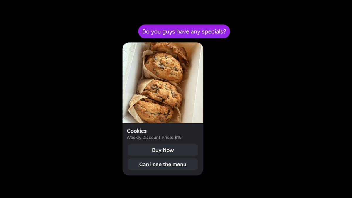 Chat interface showing AI responding to customer messages